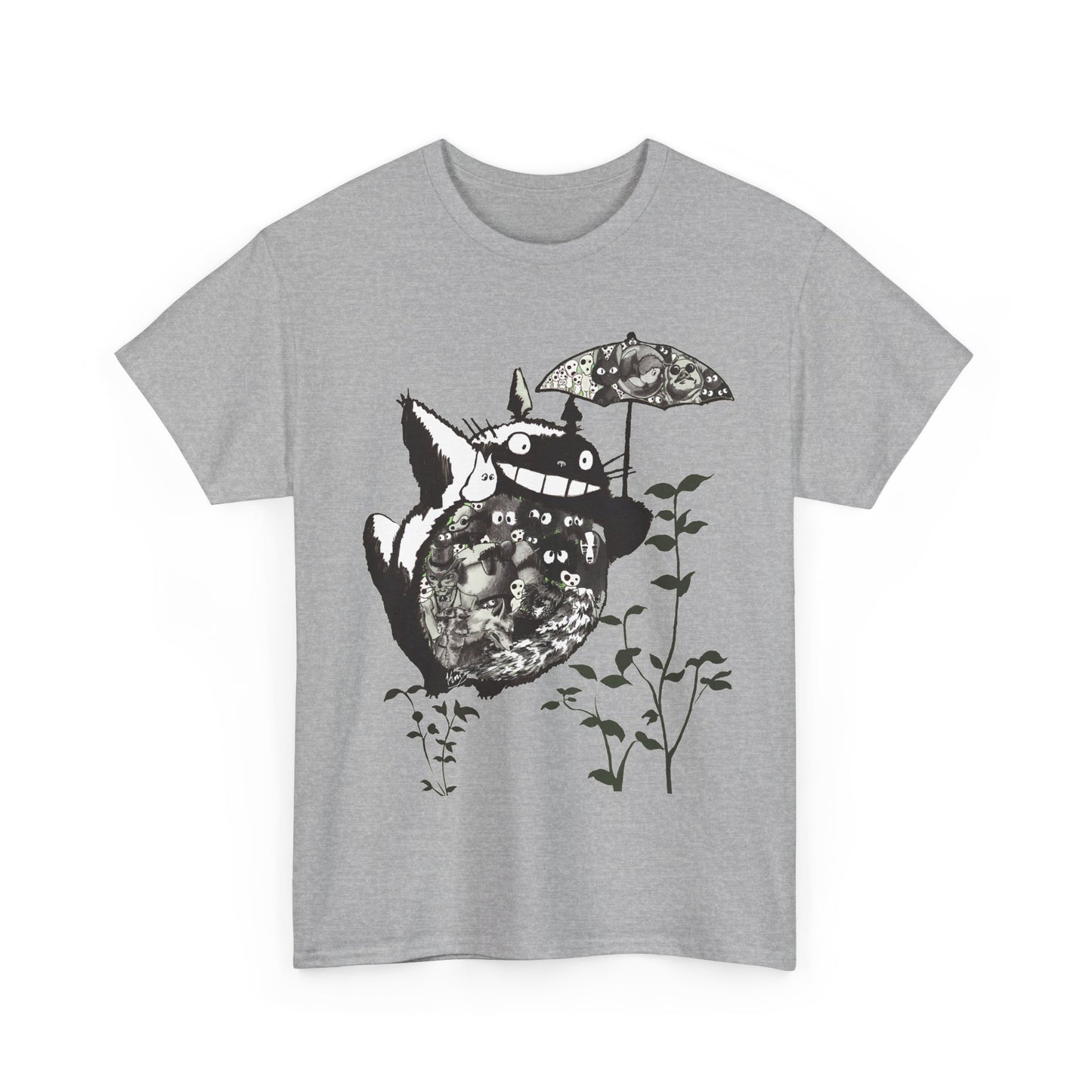 Totoro Black and White T-Shirt 100% Cotton | Studio Ghibli Anime Tee