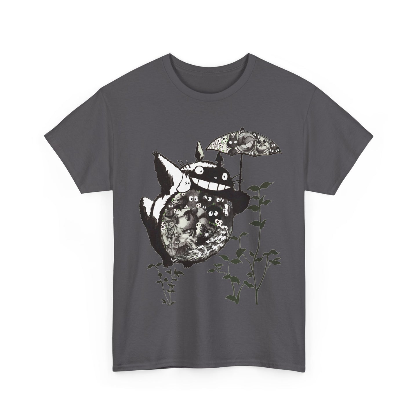 Totoro Black and White T-Shirt 100% Cotton | Studio Ghibli Anime Tee