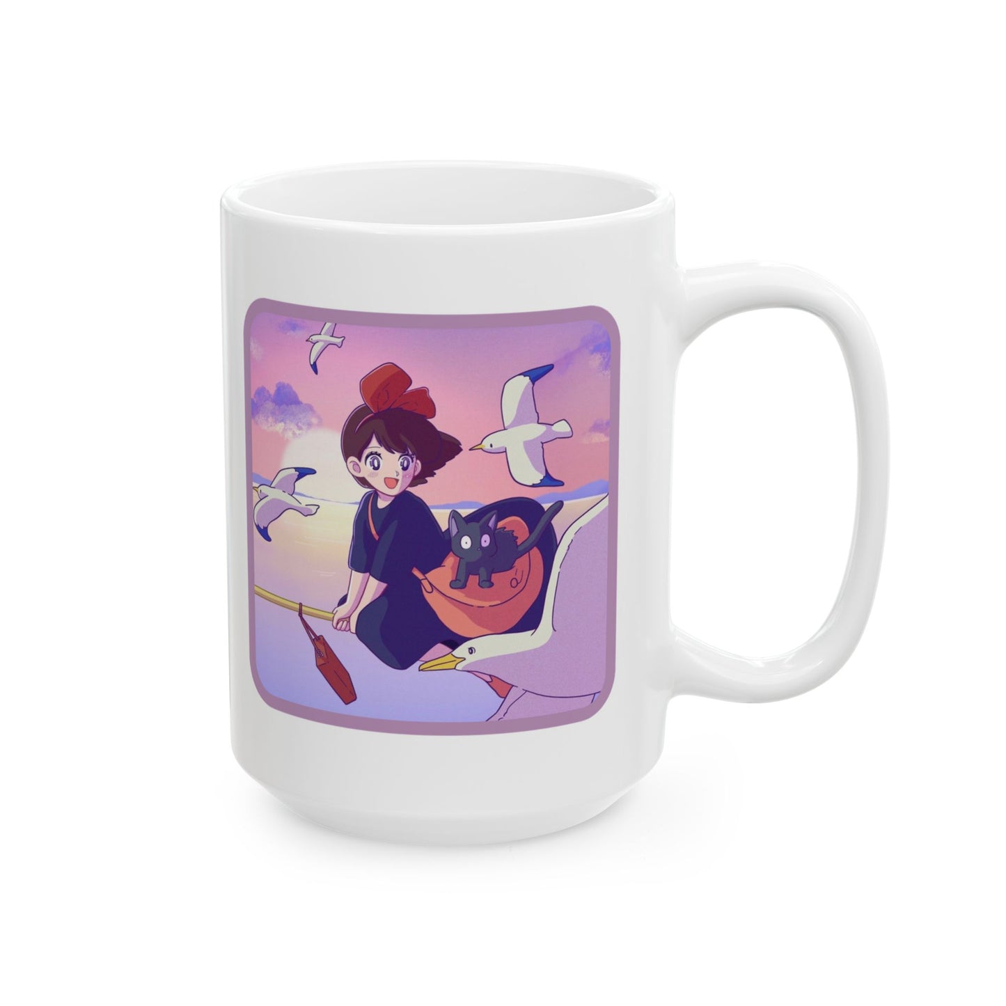 Jiji Funny Mug – Kiki’s Delivery Service Coffee Cup 11oz & 15oz – Cute & Humorous Ghibli Cat Anime Gift