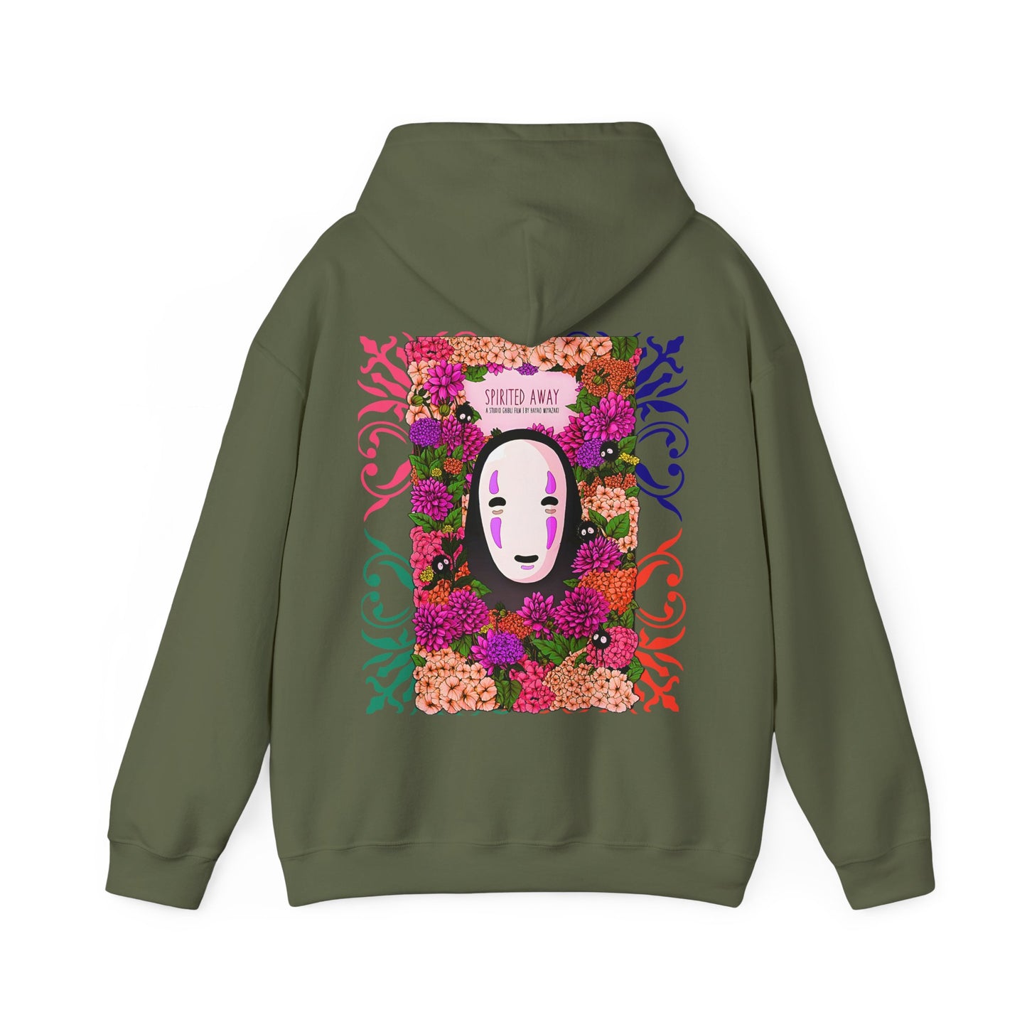 No Face Back Print Hoodie – Spirited Away Ghibli | 100% Cotton Gildan 18500 Anime Hoodie