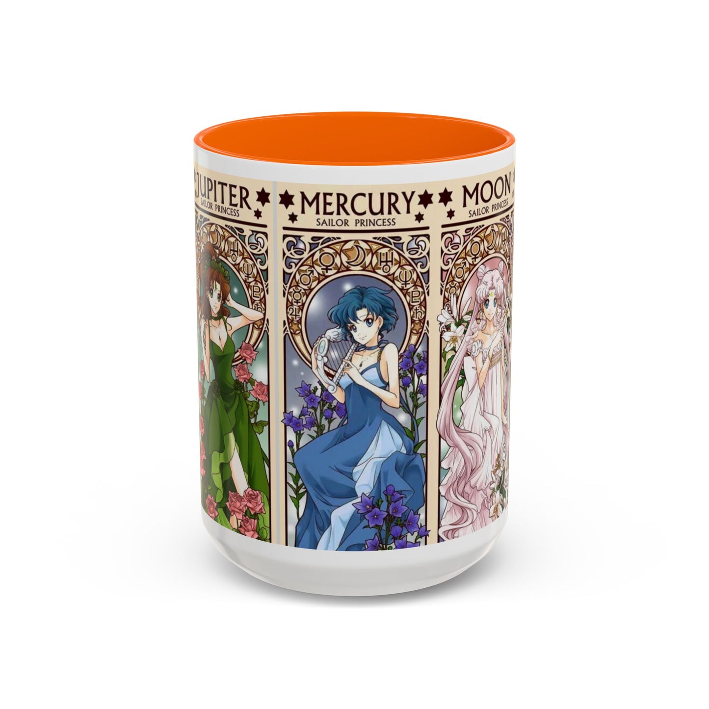 Sailor Moon Inner Guardians Accent Mug – Color Handle Anime Cup 11oz & 15oz – Magical Girl Coffee Gift