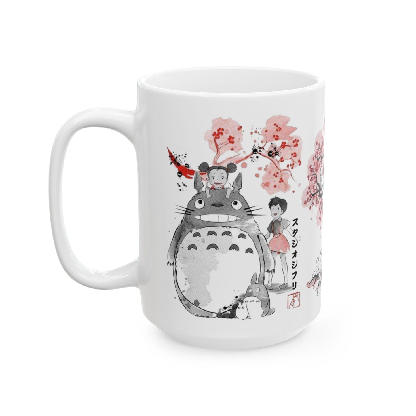 Totoro Sakura Forest Mug – Cute Anime Coffee Cup 11oz & 15oz – Studio Ghibli Inspired Gift
