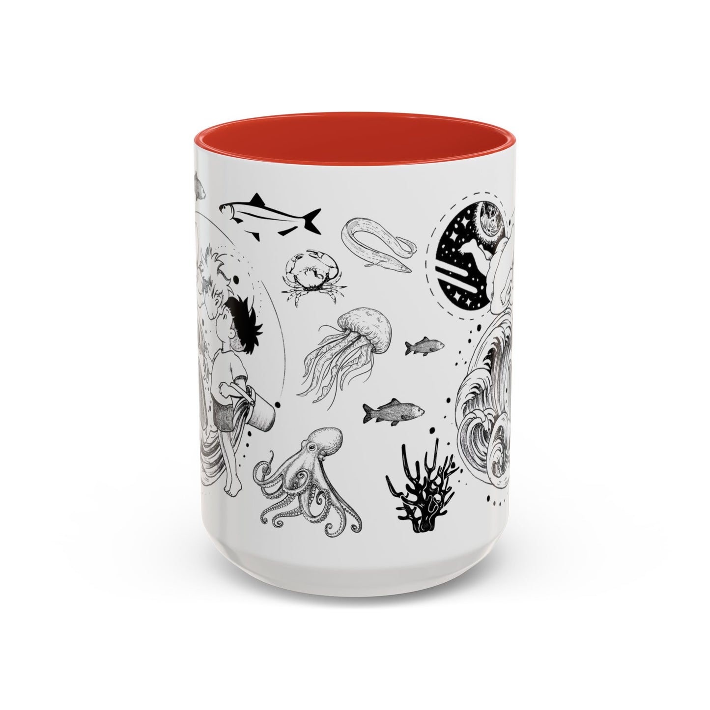 Ponyo World Sea Accent Mug – Studio Ghibli Color Handle Cup 11oz & 15oz – Ocean Anime Coffee Gift