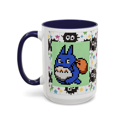 My Neighbor Totoro Pixel Accent Mug – Retro Ghibli Color Handle Cup 11oz & 15oz – Cute Anime Coffee Gift