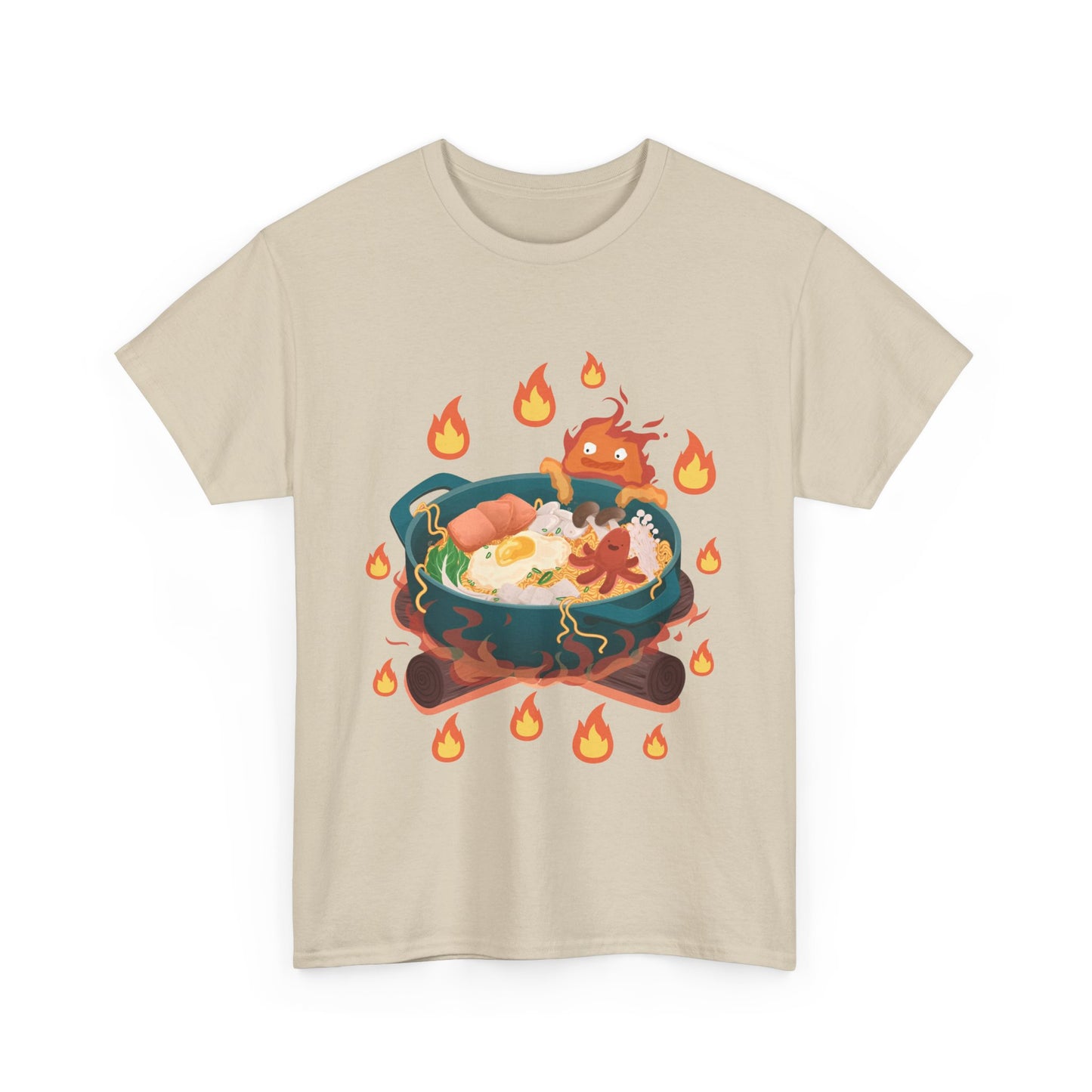 Calcifer Breakfast T-Shirt 100% Cotton Studio Ghibli Anime Tee