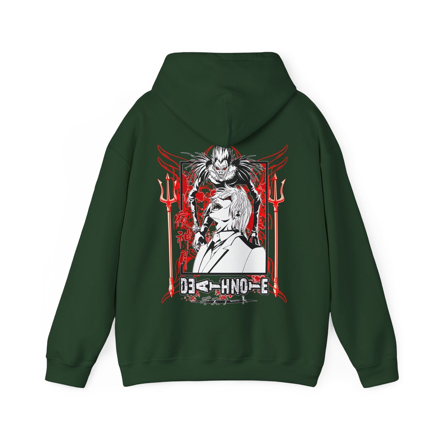 Death Note Back Print Hoodie – 100% Cotton Anime Pullover Featuring Ryuk, Light & L