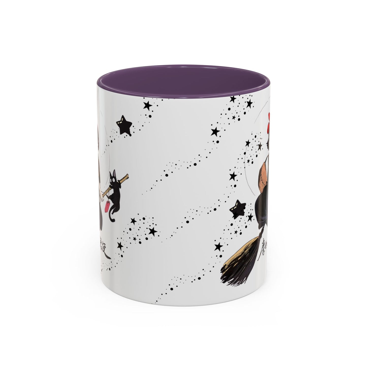 Kiki’s Delivery Service Accent Mug – 11oz & 15oz Ceramic Cup with Colored Handle – Studio Ghibli Anime Gift