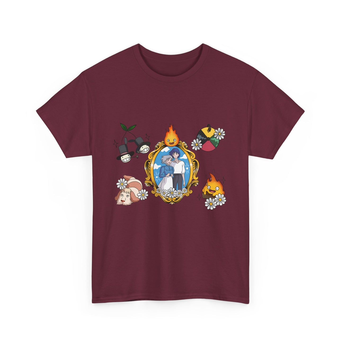 Howl Sophie Calcifer Shirt – Ghibli Anime Cotton T-Shirt for Fans
