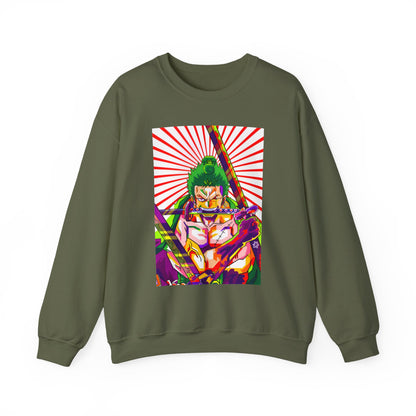 One Piece Zoro Style Sweatshirt – 100% Cotton Anime Pullover for Swordsman Fans