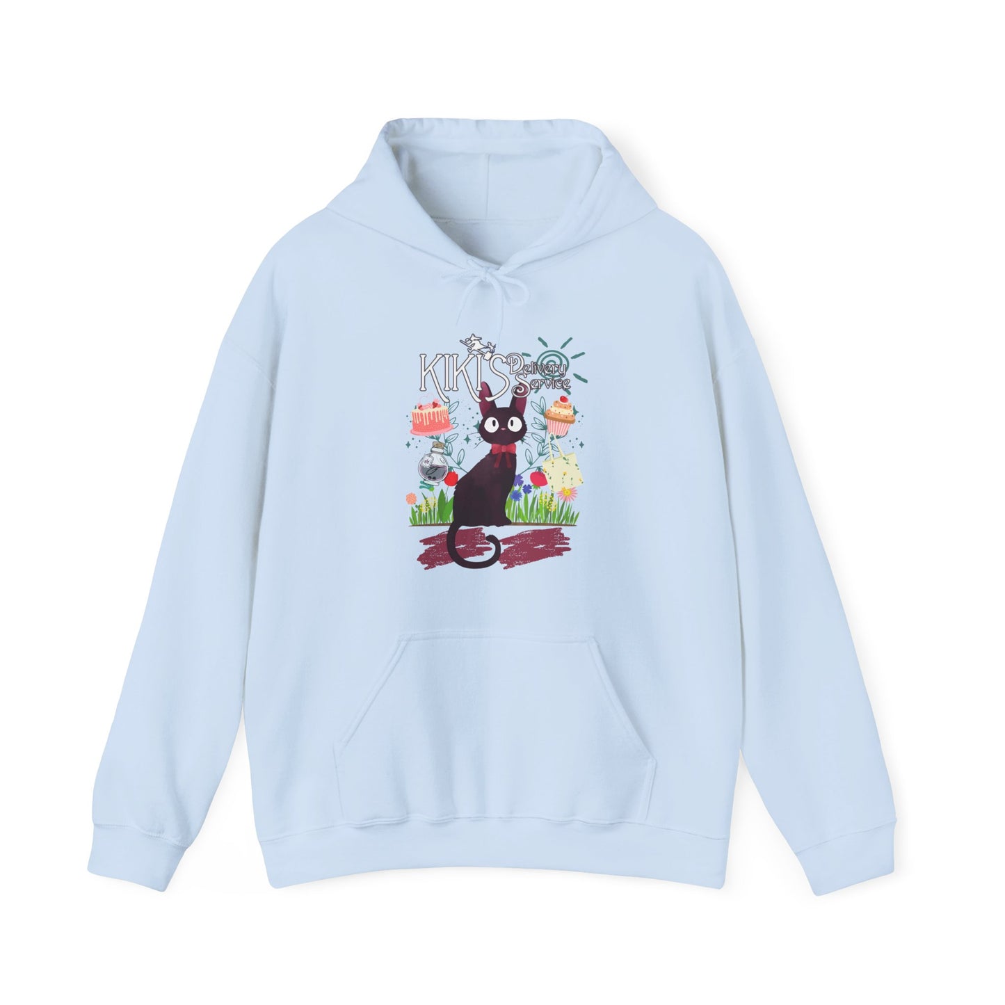 Jiji Collage Studio Ghibli Hoodie – 100% Cotton Anime Hoodie Featuring Kiki’s Delivery Service Cat