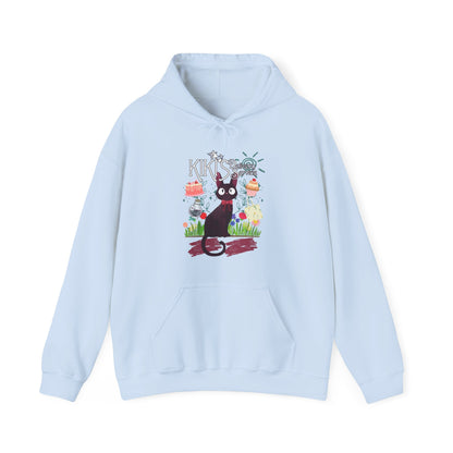 Jiji Collage Studio Ghibli Hoodie – 100% Cotton Anime Hoodie Featuring Kiki’s Delivery Service Cat