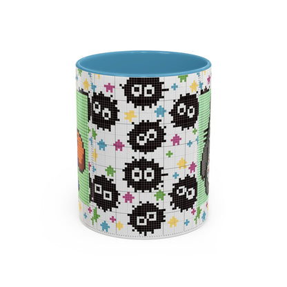 My Neighbor Totoro Pixel Accent Mug – Retro Ghibli Color Handle Cup 11oz & 15oz – Cute Anime Coffee Gift