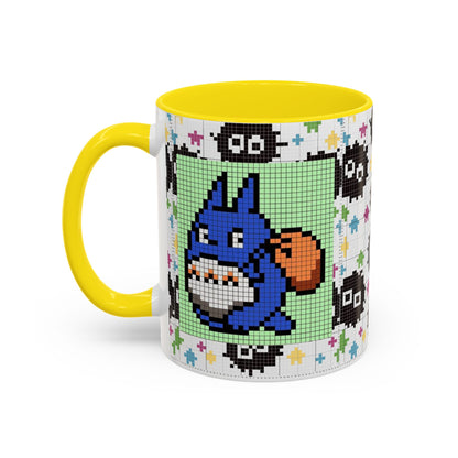 My Neighbor Totoro Pixel Accent Mug – Retro Ghibli Color Handle Cup 11oz & 15oz – Cute Anime Coffee Gift