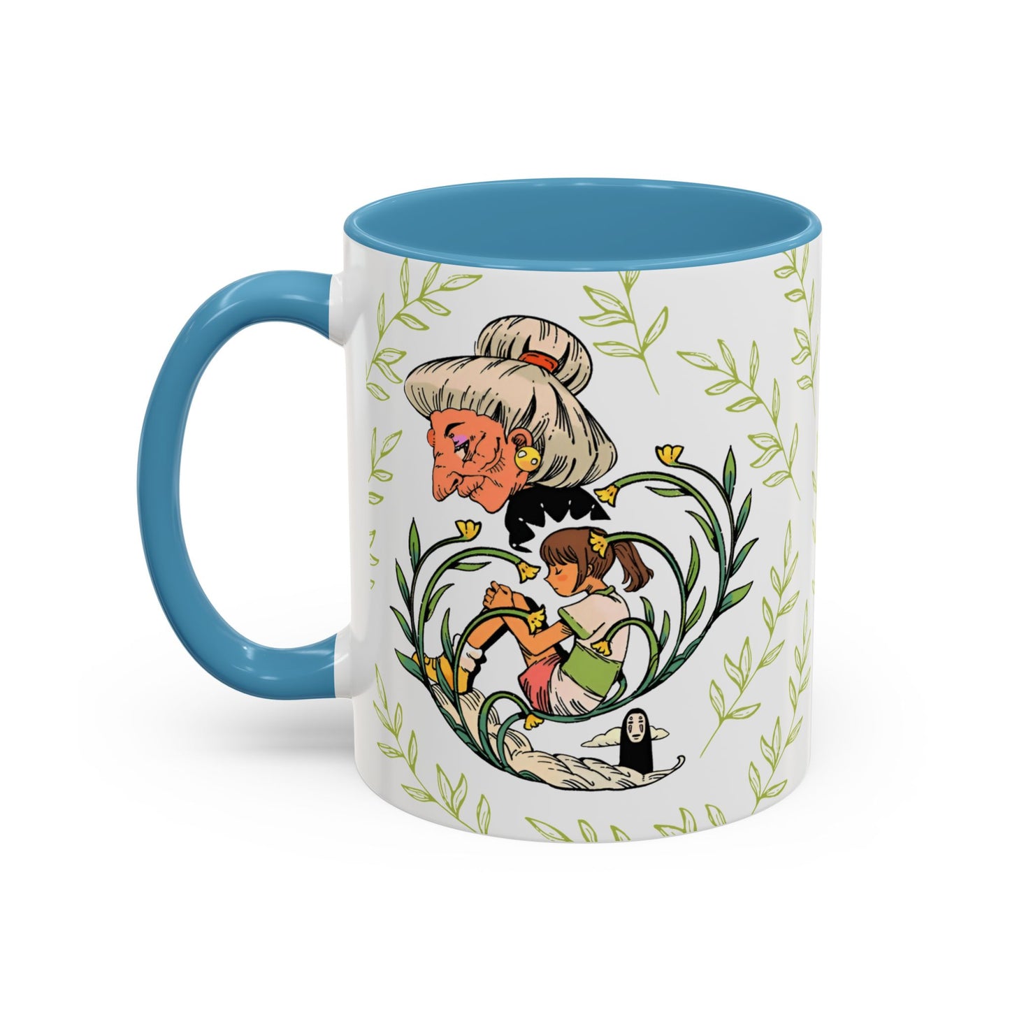 Spirited Away Chihiro Accent Mug – Studio Ghibli Coffee Cup with Colored Handle – 11oz & 15oz Ceramic Anime Gift