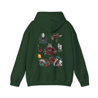 Studio Ghibli Characters Back Print Hoodie – 100% Cotton Anime Pullover Featuring Iconic Ghibli Designs