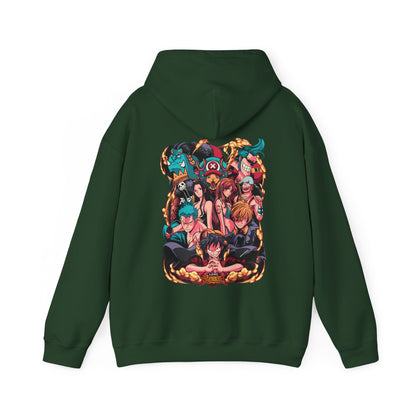 One Piece Characters Back Print Hoodie – 100% Cotton Anime Hoodie Featuring Straw Hat Crew