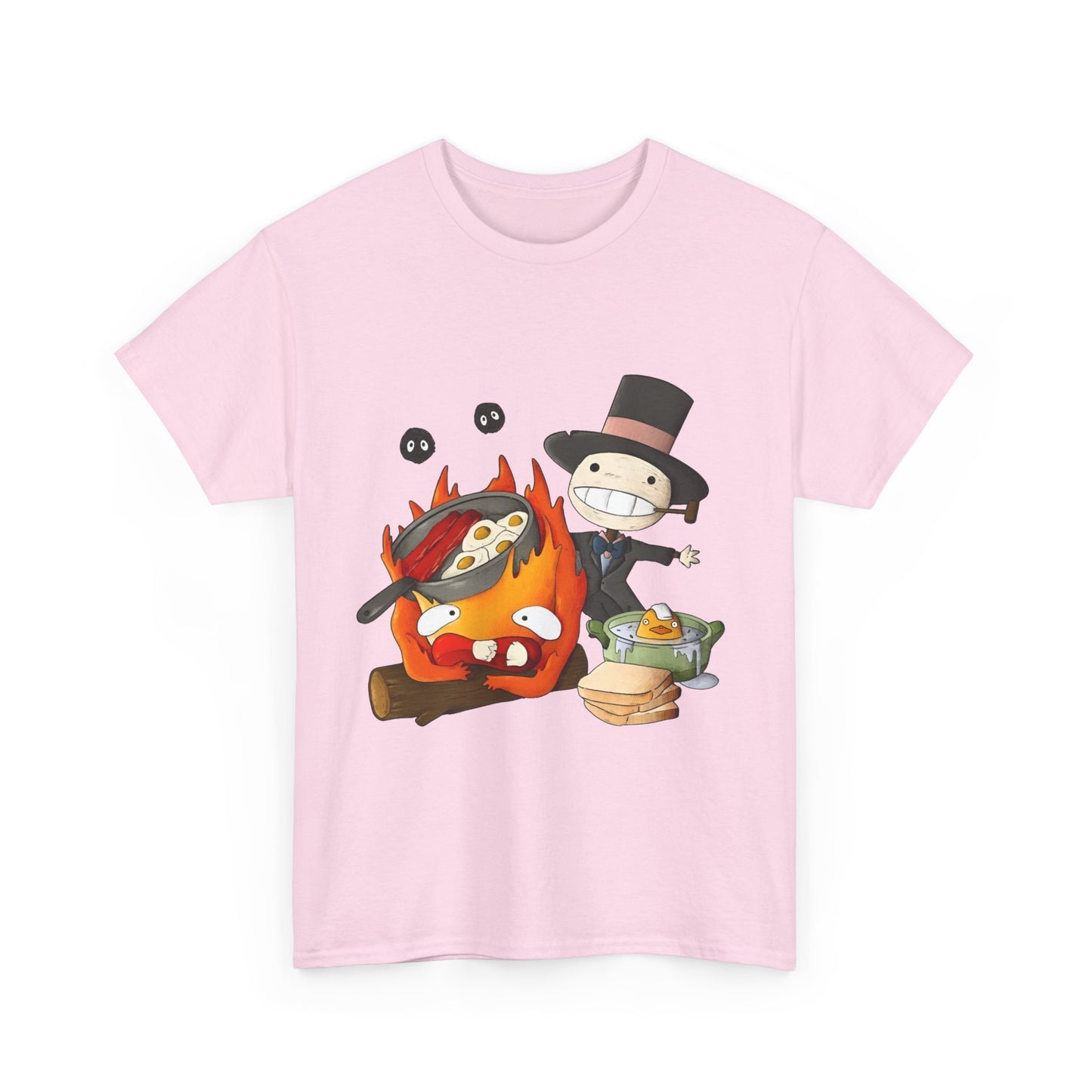 Calcifer Breakfast Shirt – Ghibli Cotton Tee for Anime Fans