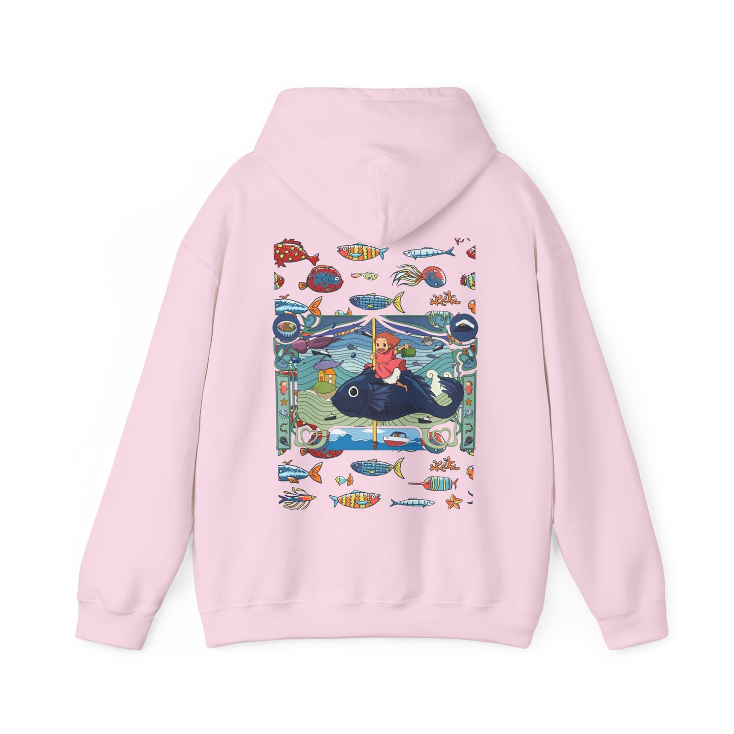 Ponyo Sea Love Back Print Hoodie – 100% Cotton Studio Ghibli Hoodie with Ocean-Inspired Design