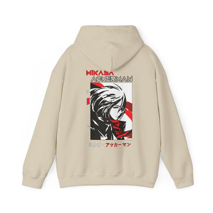 Mikasa Ackerman Hoodie 100% Cotton with Back Print – Attack On Titan Anime Pullover