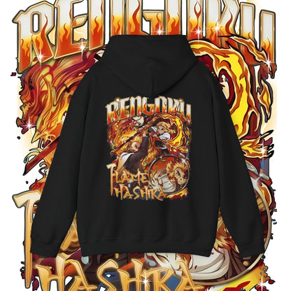 Rengoku Flame Bootleg Back Print Hoodie 100% Cotton