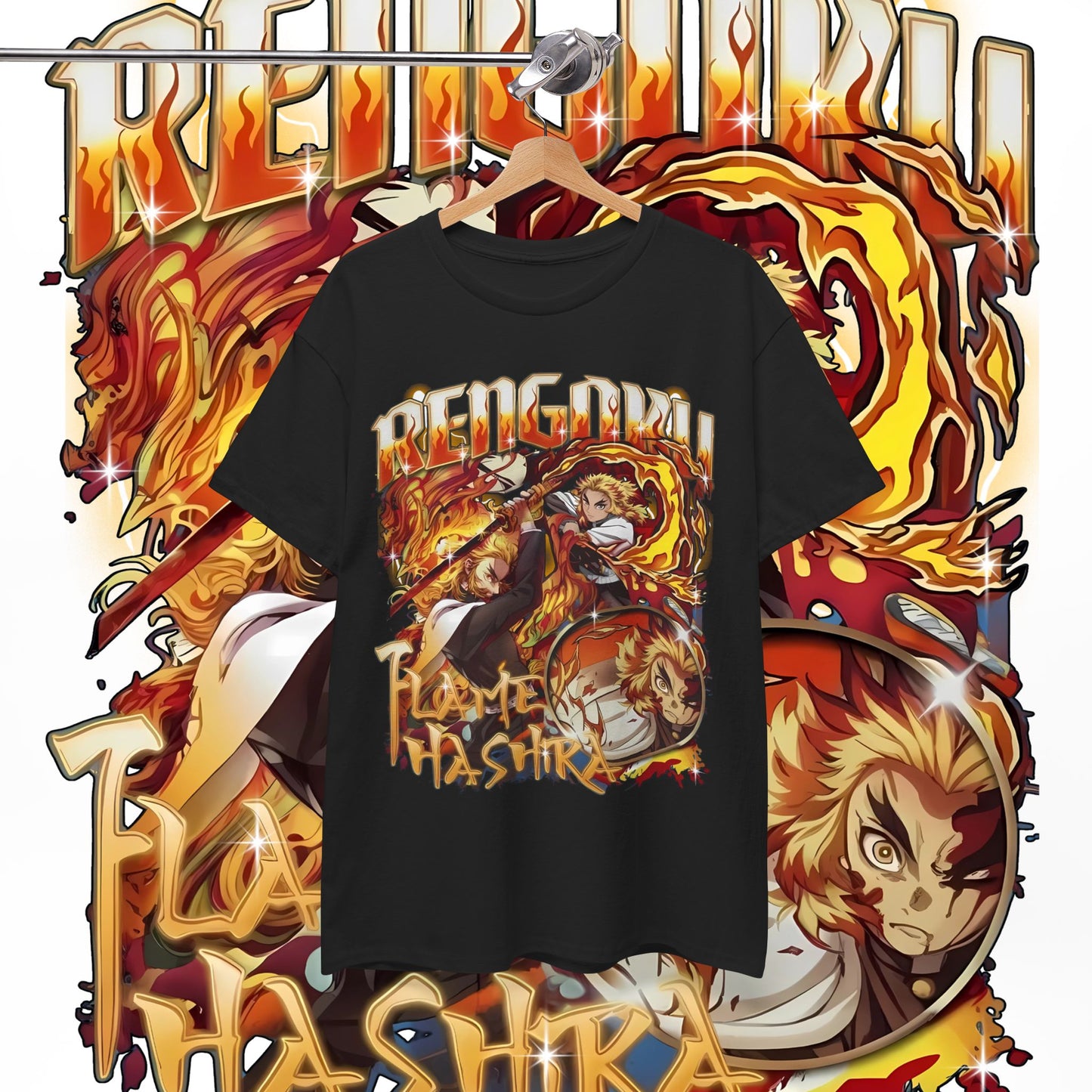 Rengoku Flame Bootleg Tee | Hashira Anime Shirt 100% Cotton