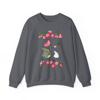 Totoro Cute Flowers Sweatshirt – 100% Cotton Studio Ghibli Cozy Anime Pullover