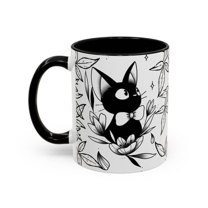 Jiji Cat Studio Ghibli Mug – 11oz & 15oz Accent Handle Coffee Cup – Cute Kiki’s Delivery Service Gift