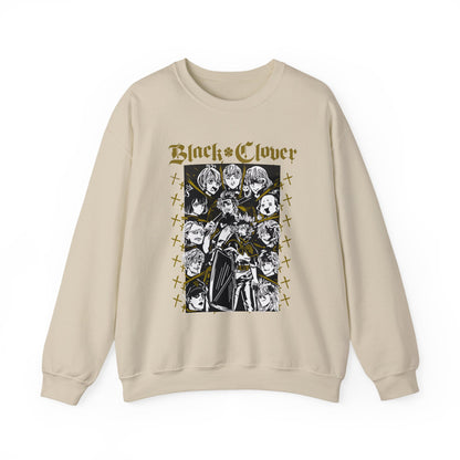 Black Clover Characters Sweatshirt – 100% Cotton Anime Pullover – Asta Yuno Noelle Crewneck for Fans