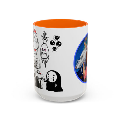 Spirited Away Moments Accent Mug – Color Handle Ghibli Cup 11oz & 15oz – Chihiro and Haku Anime Scene Gift
