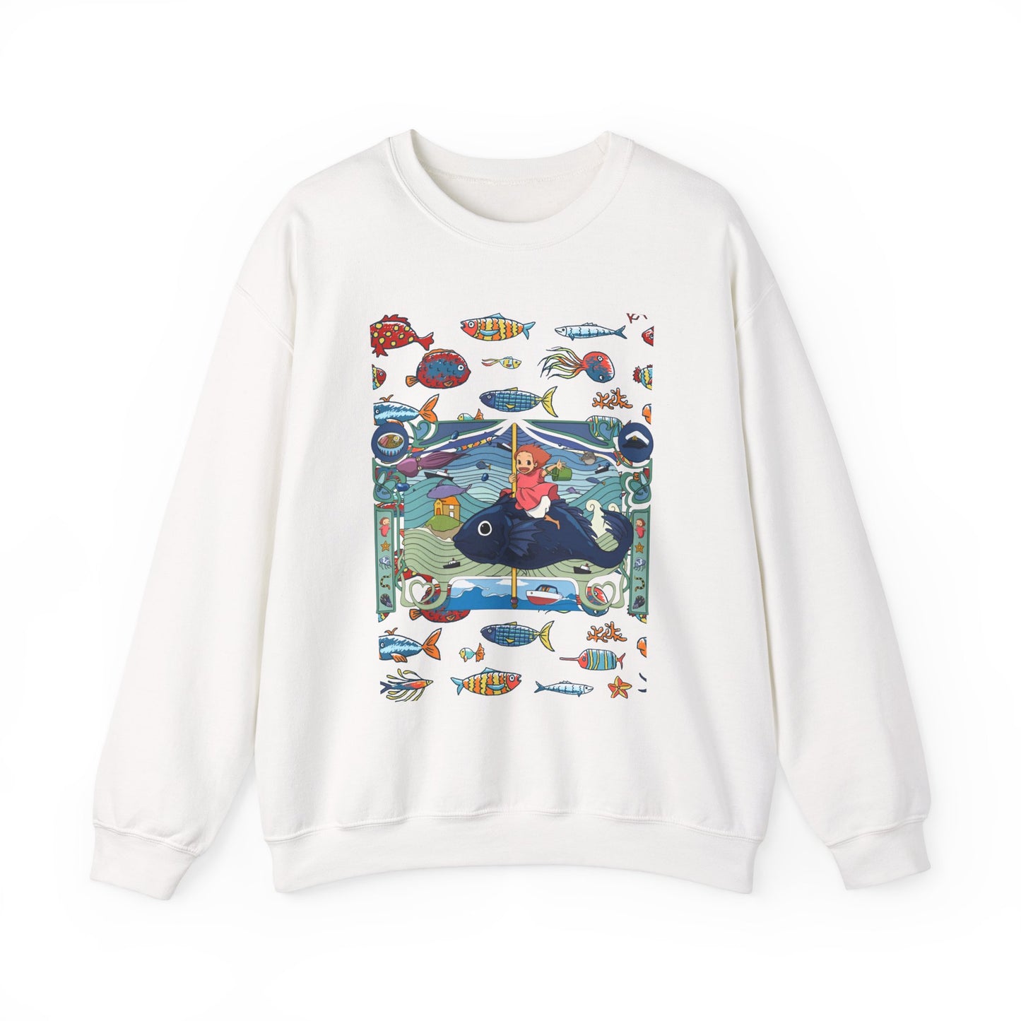 Ponyo Sea Love Sweatshirt – 100% Cotton Studio Ghibli Pullover for Anime and Ocean Lovers
