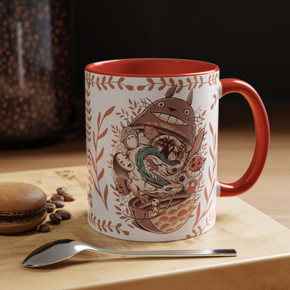 Totoro Matryoshka Accent Mug – 11oz & 15oz Studio Ghibli Inspired Coffee Cup with Color Handle