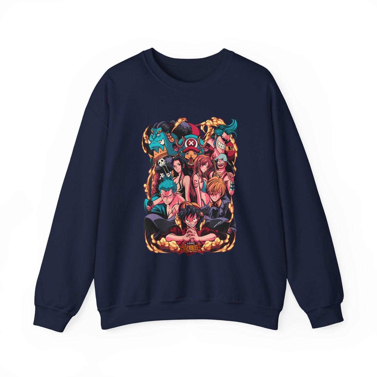 One Piece Characters Sweatshirt – 100% Cotton Anime Pullover Featuring Straw Hat Crew