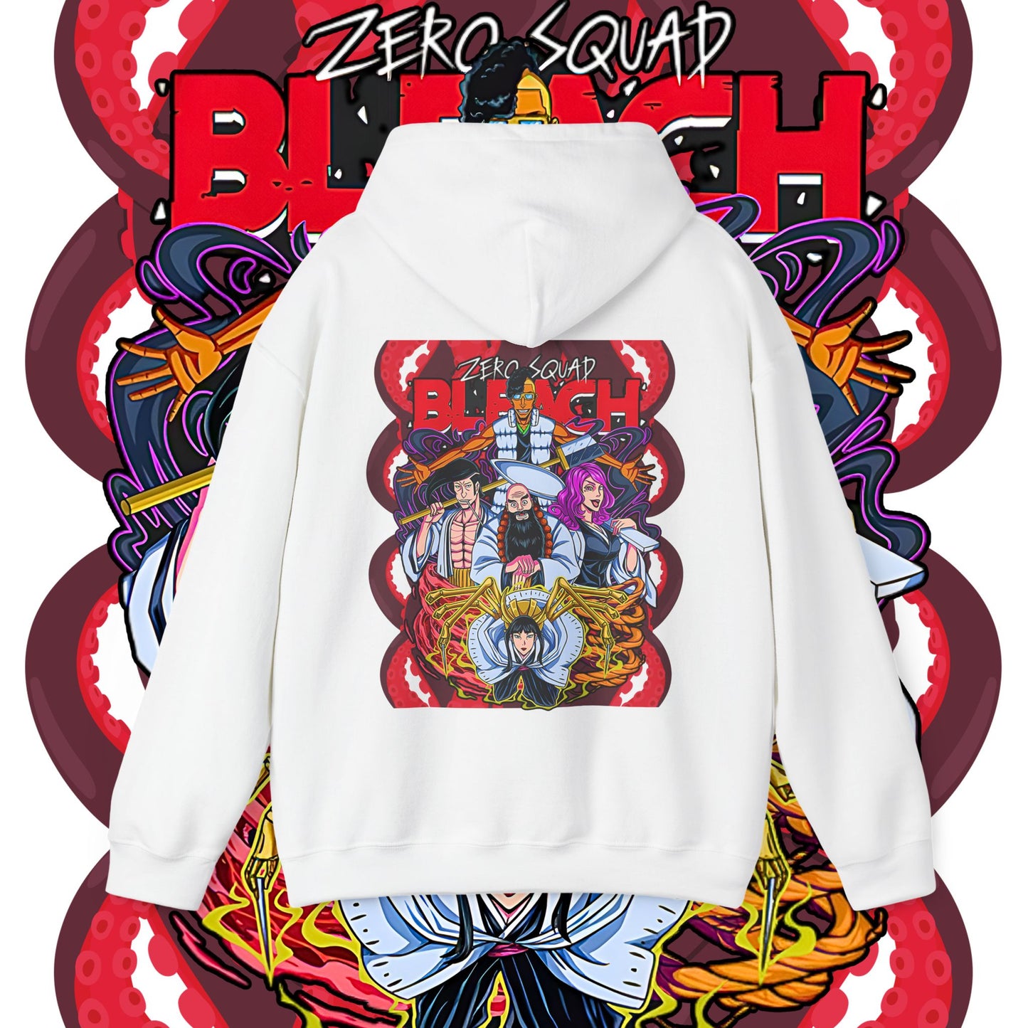 Zero Squad Bleach Back Print Hoodie 100% Cotton