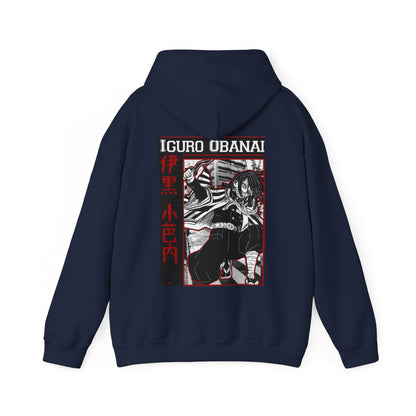 Iguro Obanai Back Print Hoodie – 100% Cotton Demon Slayer Hoodie Featuring the Serpent Hashira