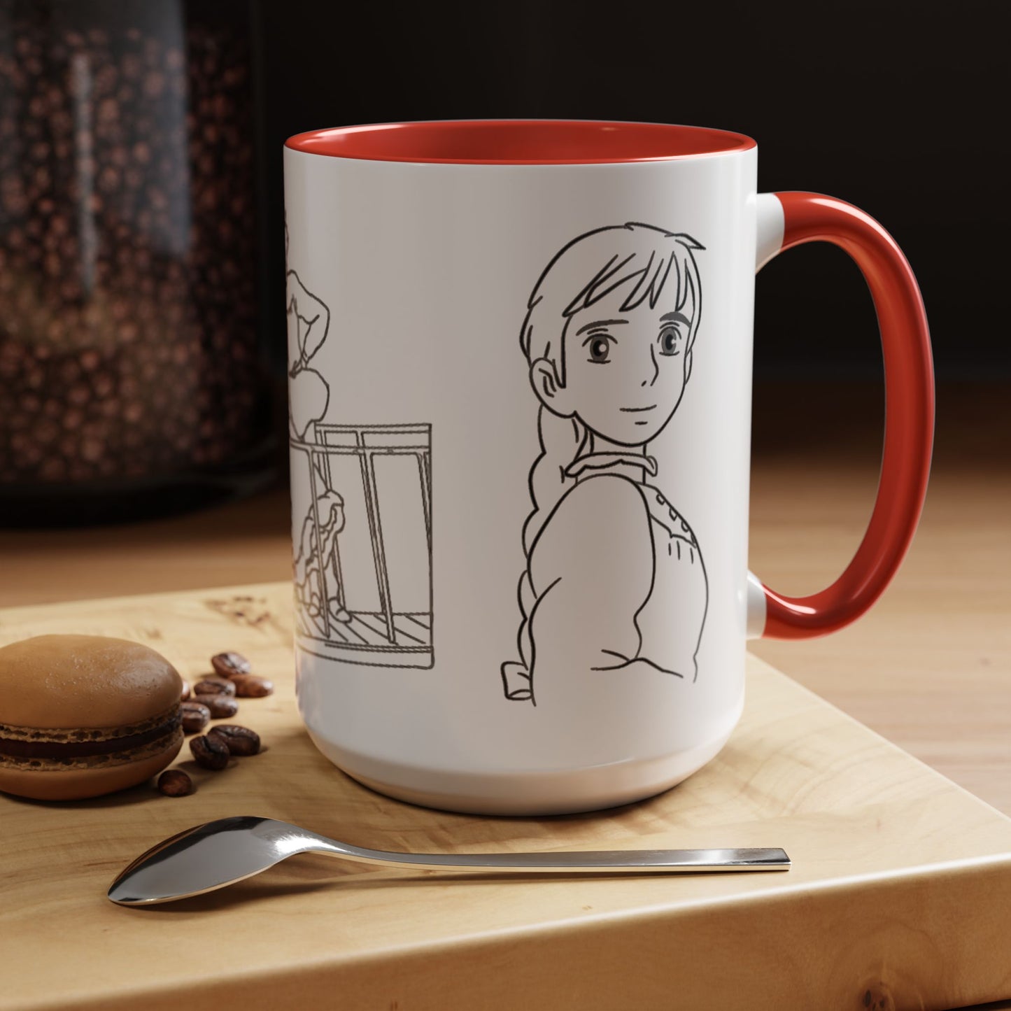Sophie and Howl Accent Mug – Romantic Ghibli Color Handle Cup 11oz & 15oz – Howl’s Moving Castle Anime Love Gift