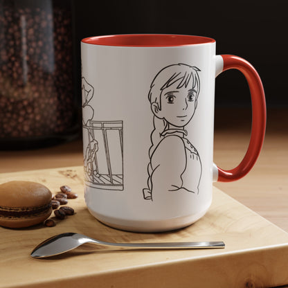 Sophie and Howl Accent Mug – Romantic Ghibli Color Handle Cup 11oz & 15oz – Howl’s Moving Castle Anime Love Gift