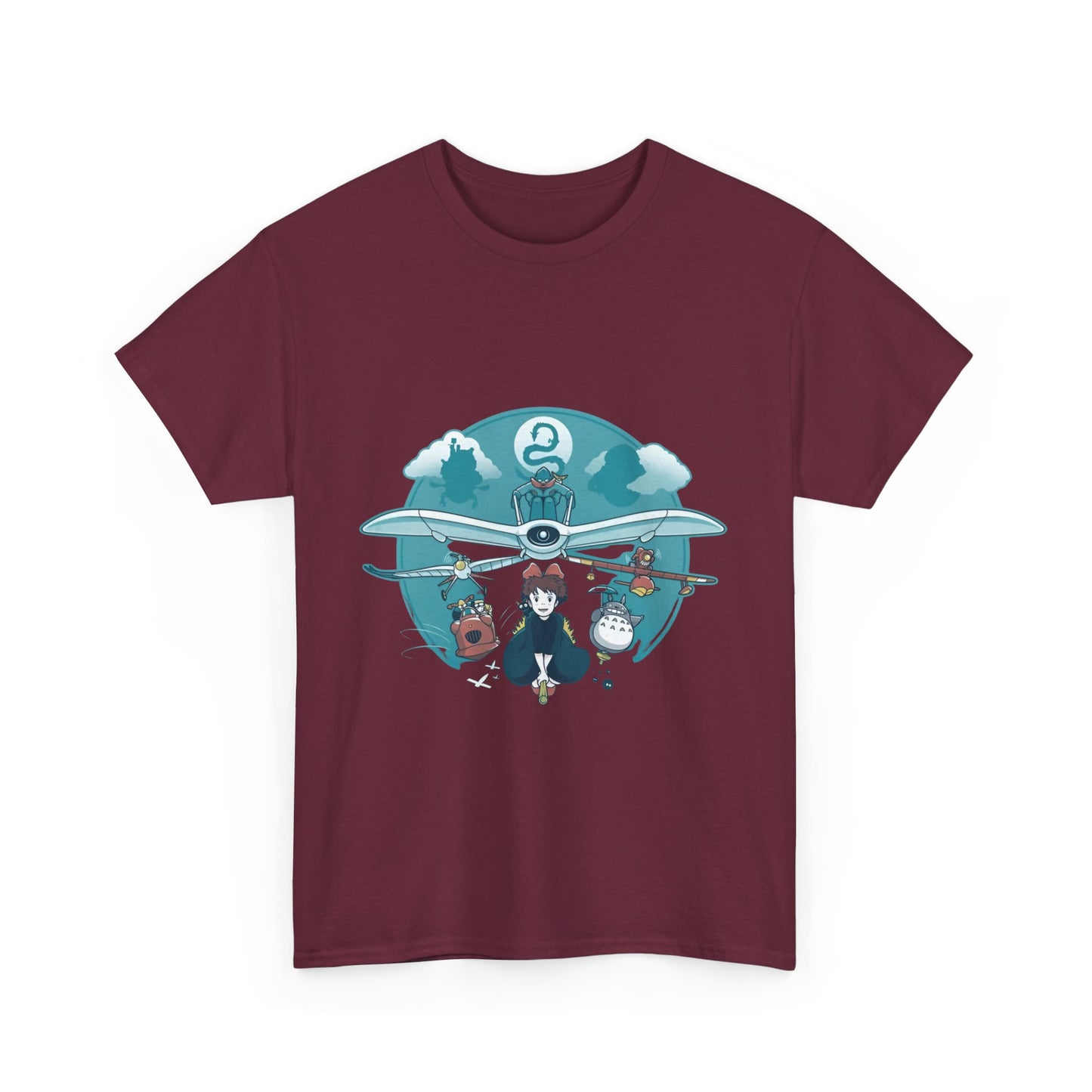 Flying Ghibli Characters T-Shirt – 100% Cotton Anime Tee for Studio Ghibli Fans
