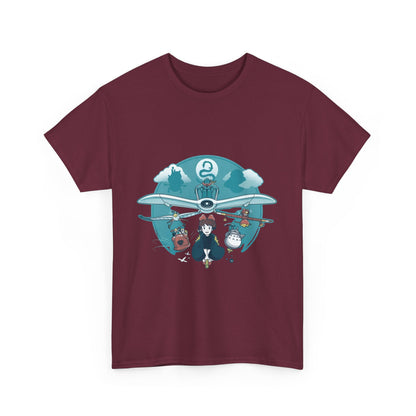 Flying Ghibli Characters T-Shirt – 100% Cotton Anime Tee for Studio Ghibli Fans