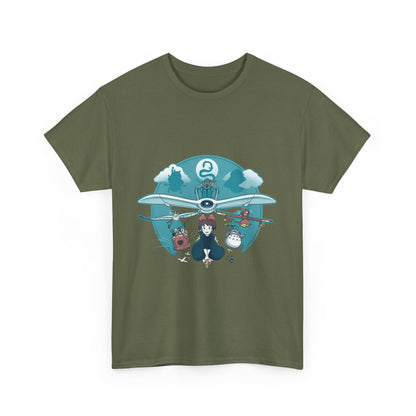 Flying Ghibli Characters T-Shirt – 100% Cotton Anime Tee for Studio Ghibli Fans