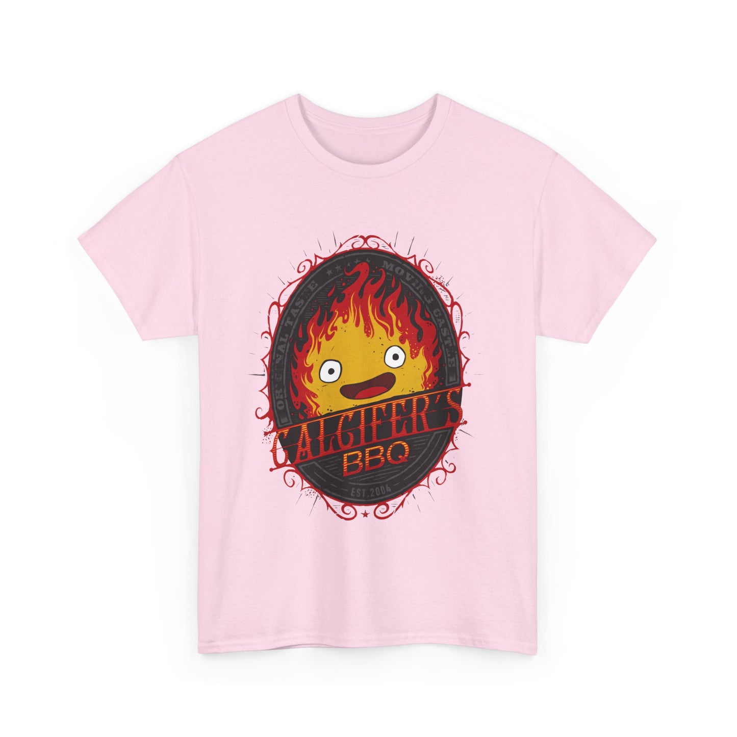 Calcifer BBQ Demon Flame T-Shirt – 100% Cotton Howl’s Moving Castle Anime Tee