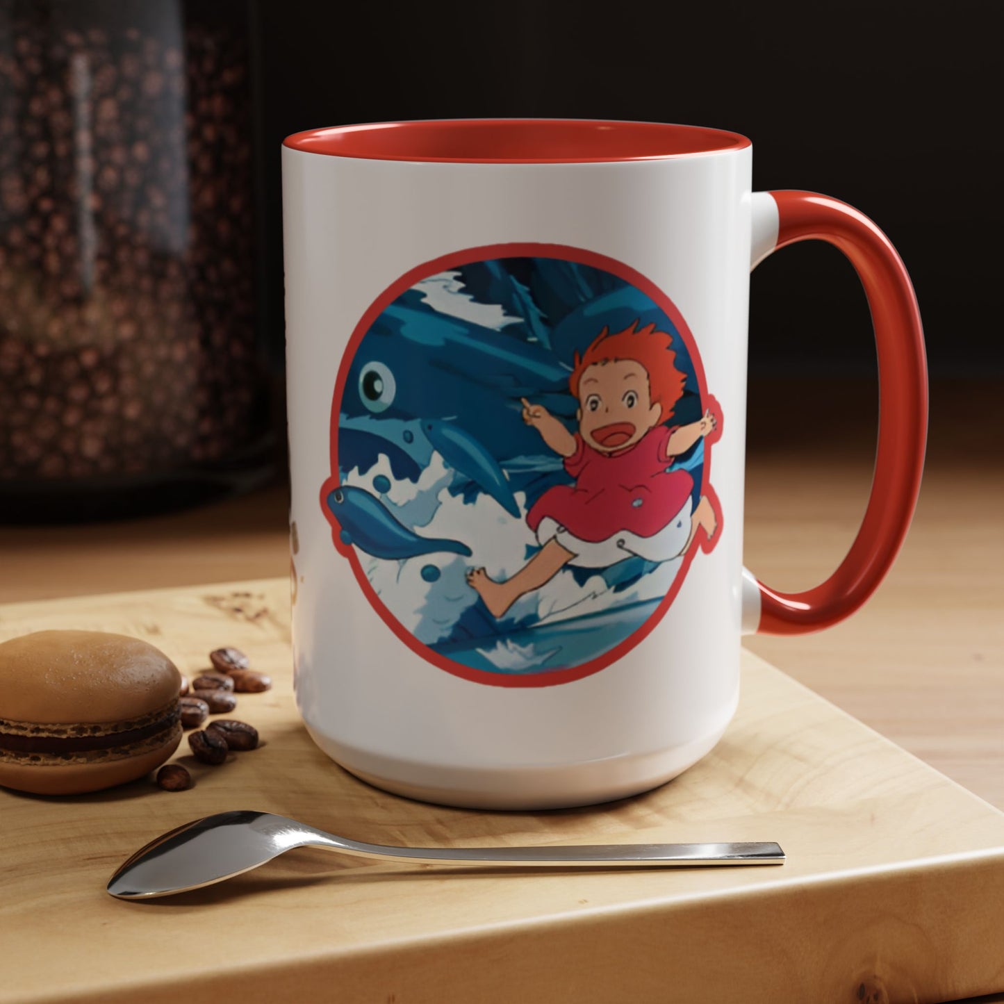 Ponyo Accent Mug – Studio Ghibli Collage Color Handle Cup 11oz & 15oz – Cute Anime Ocean Gift for Fans