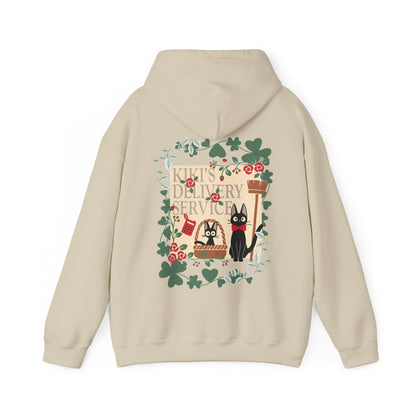 Kiki’s Delivery Service Back Print Hoodie – 100% Cotton Studio Ghibli Hoodie Featuring Kiki and Jiji