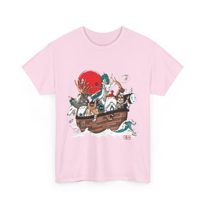 Ghibli Characters Boat T-Shirt | 100% Cotton Studio Ghibli Anime Tee