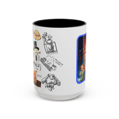 Howl’s Moving Castle Accent Mug – Ghibli Collage Color Handle Cup 11oz & 15oz – Anime Coffee Mug Featuring Howl & Calcifer