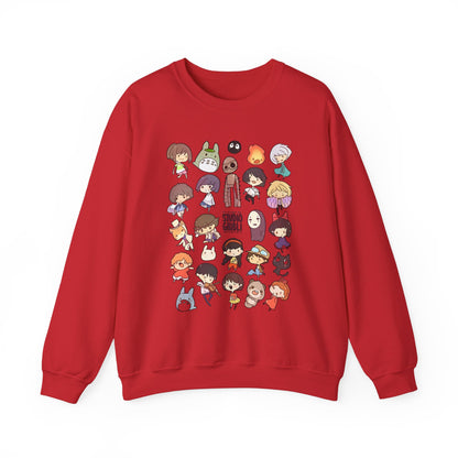 Chibi Studio Ghibli Characters Sweatshirt – 100% Cotton Cozy Anime Pullover for Ghibli Lovers