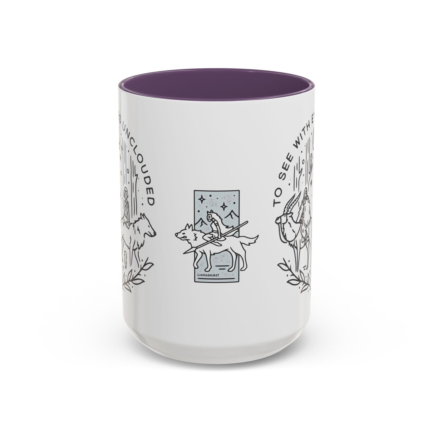 Princess Mononoke Art Accent Mug – Studio Ghibli Coffee Cup with Colored Handle – 11oz & 15oz Ceramic Anime Gift