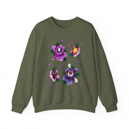 Flowers Studio Ghibli Sweatshirt – 100% Cotton Floral Anime Pullover for Ghibli Fans