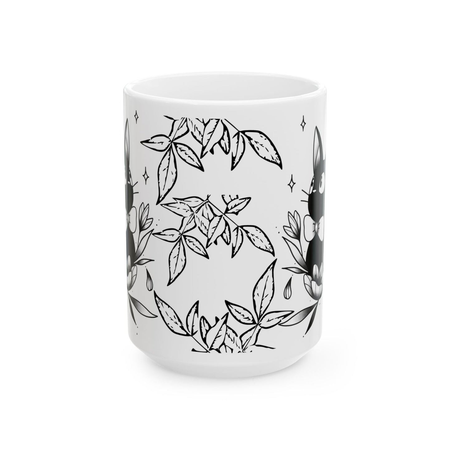 Jiji Cat Studio Ghibli Mug – 11oz & 15oz Ceramic Coffee Cup – Kiki’s Delivery Service Anime Gift