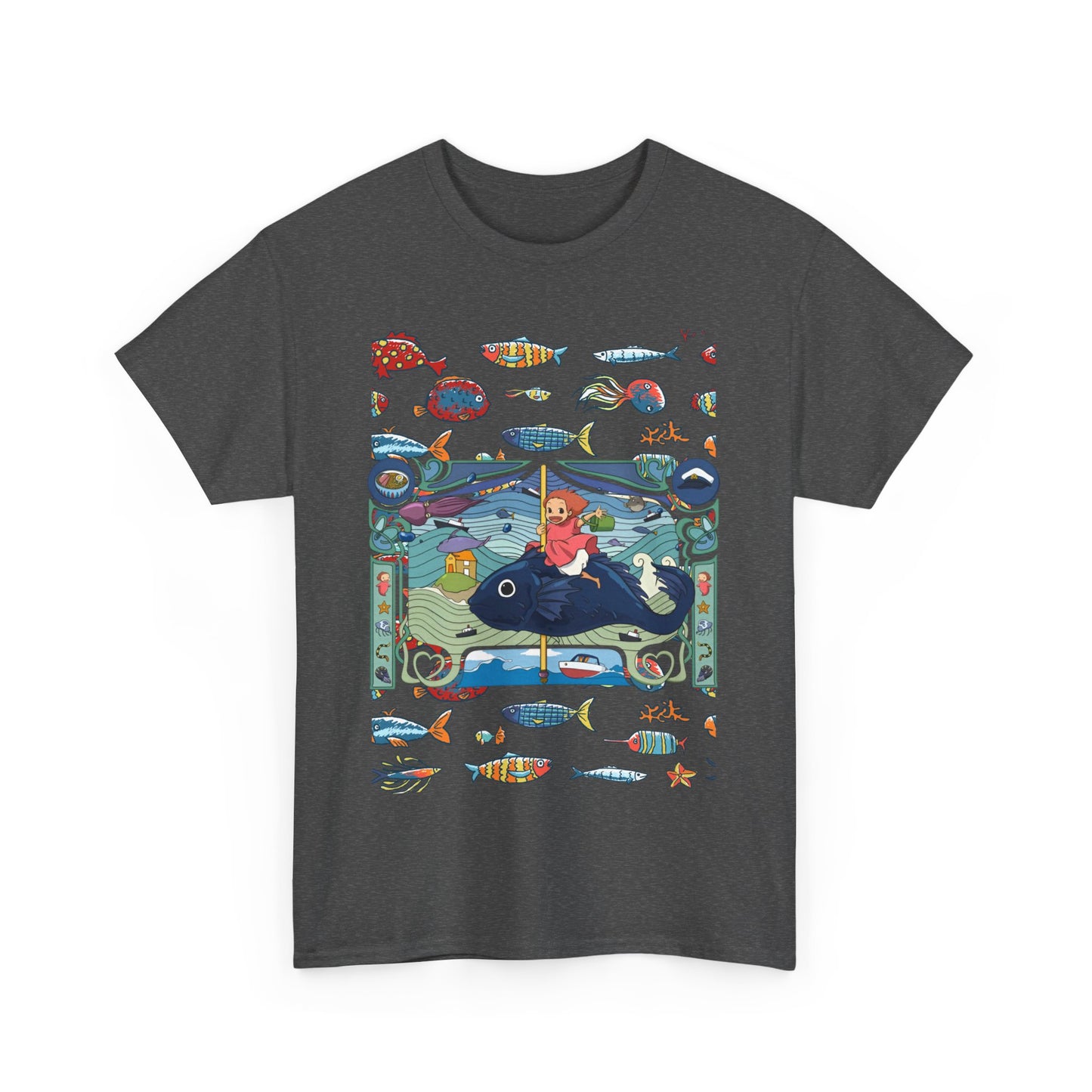 Ponyo Sea Love T-Shirt – 100% Cotton Studio Ghibli Tee for Ocean and Anime Fans