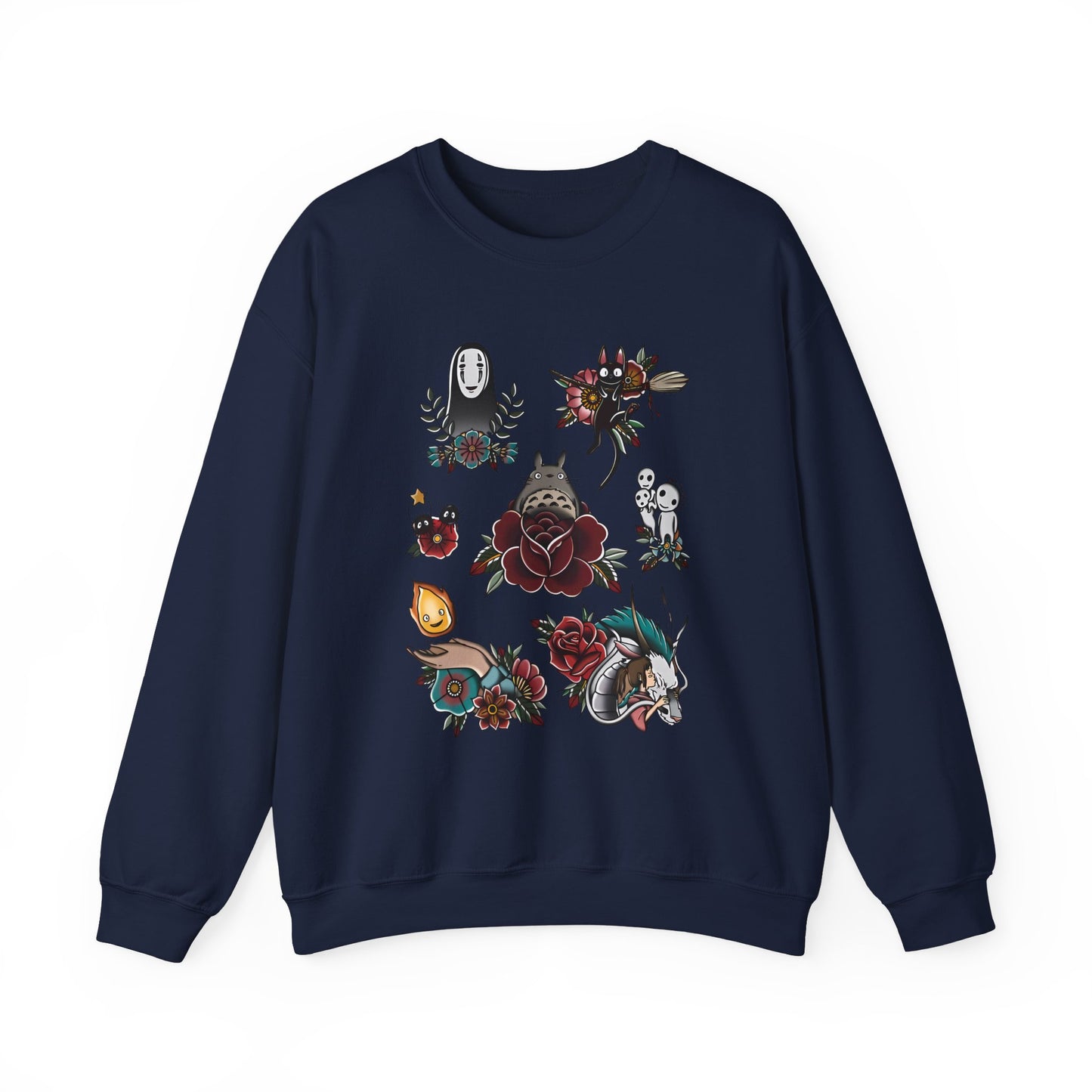 Studio Ghibli Characters Sweatshirt – 100% Cotton Anime Crewneck Featuring Iconic Ghibli Heroes